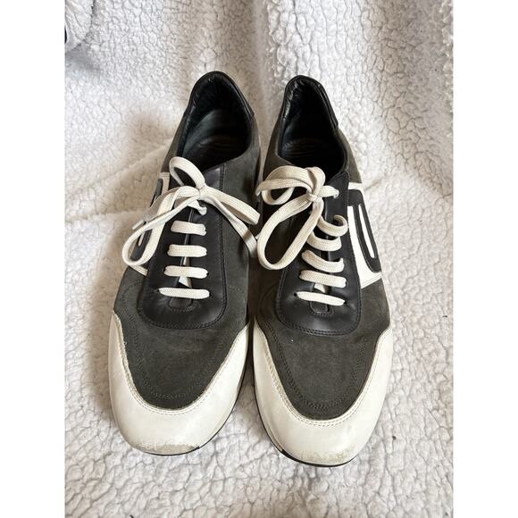 Porsche dark grey and white suede and leather lace up city sneakers Men’s 13 main image 4